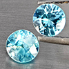 Natural Blue Zircon 1.20 Ct. 2 Pcs Round Diamond Cut  5 Mm Gemstone From Cambodia