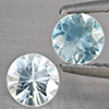 Natural Blue Zircon 1.53 Ct. 2 Pcs Round Diamond Cut  5.3 Mm Gemstone From Cambodia