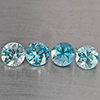 Natural Blue Zircon 2.68 Ct. 4 Pcs Round Diamond Cut  Gemstone From Cambodia
