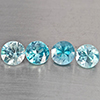 Natural Blue Zircon 1.82 Ct. 4 Pcs Round Diamond Cut  Gemstone From Cambodia