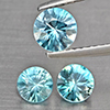 Natural Blue Zircon 1.95 Ct. 3 Pcs Round Diamond Cut 4.2 Mm Gemstone from Cambodia