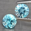 Natural Blue Zircon 1.09 Ct. 2 Pcs Round Diamond Cut  4.7 Mm Gemstone from Cambodia