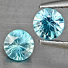 Natural Blue Zircon 1.07 Ct. 2 Pcs Round Diamond Cut  4.7 Mm Gemstone from Cambodia