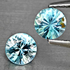 Natural Blue Zircon 1.29 Ct. 2 Pcs Round Diamond Cut  5.1 Mm Gemstone from Cambodia