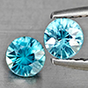 Natural Blue Zircon 1.06 Ct. 2 Pcs Round Diamond Cut  4.5 Mm Gemstone from Cambodia