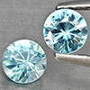 Natural Blue Zircon 0.95 Ct. 2 Pcs Round Diamond Cut  4.6 Mm Gemstone from Cambodia