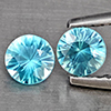 Natural Blue Zircon 0.96 Ct. 2 Pcs Round Diamond Cut 4.6 Mm Gemstone from Cambodia