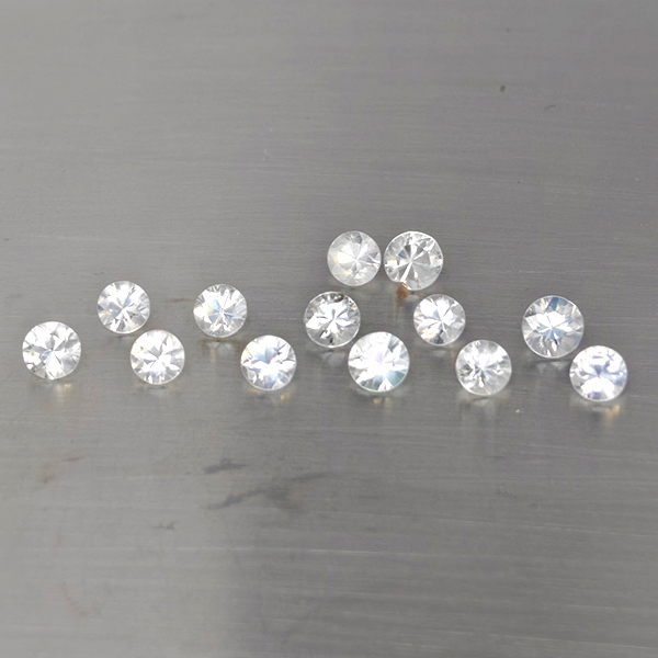 Natural White Zircon Gemstones 4.43 Ct. 13 Pcs. Round Diamond Cut and Mixed Size