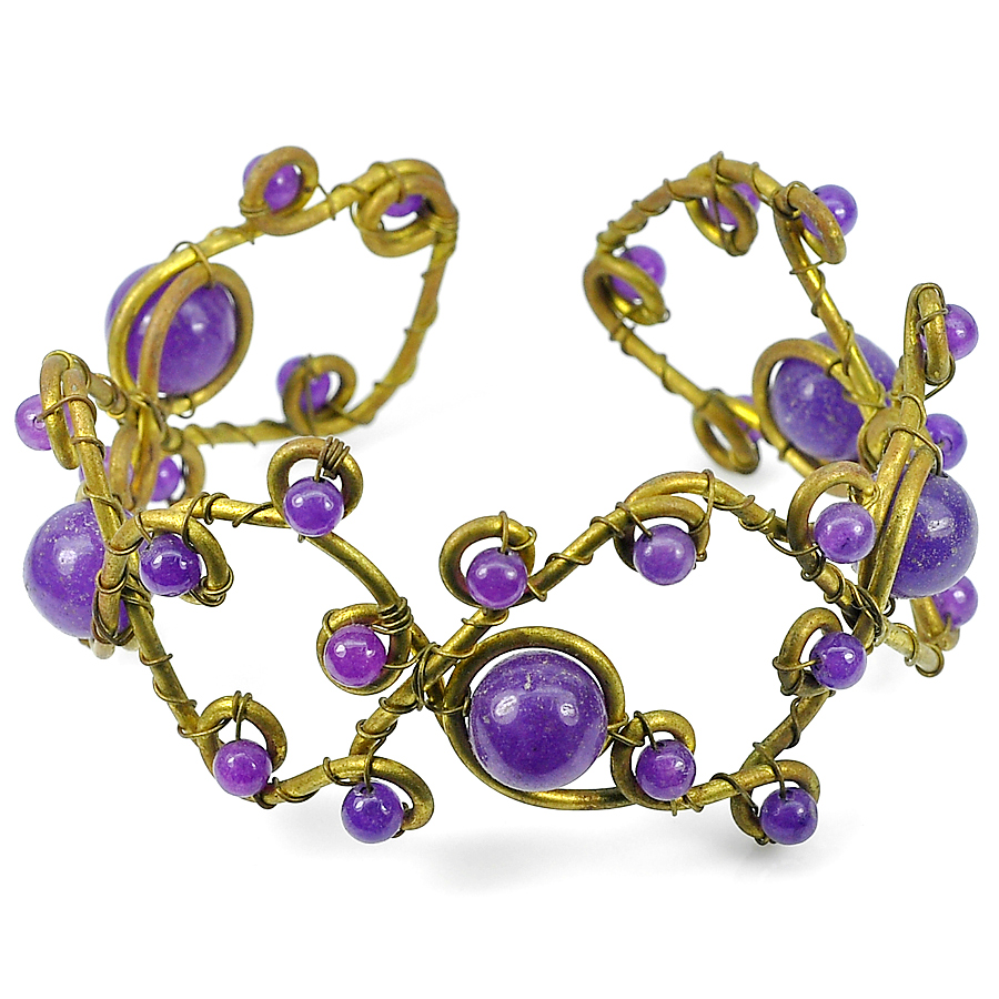Good 30.46 G. Plastic Purple Brass Bangle Fashion Jewelry Handmade Free Size