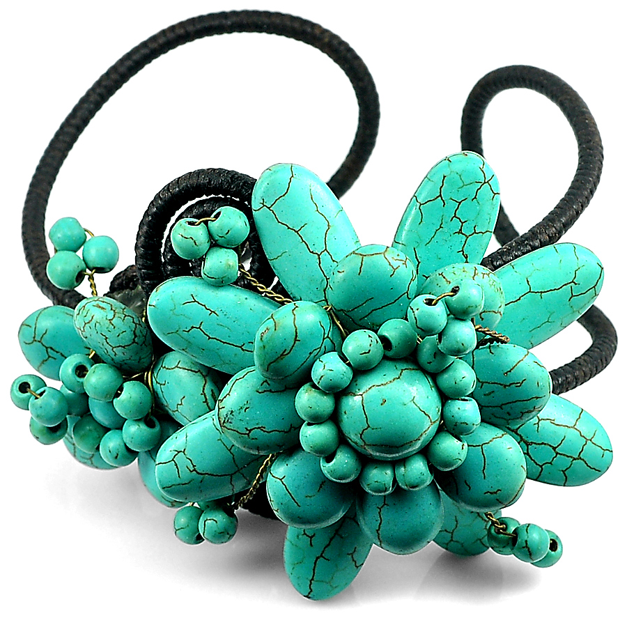 55.20 G. Handmade Beautiful Turquoise Knit Rope Bangle Brass Free Size