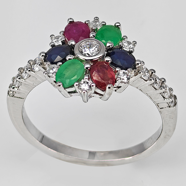 Natural Ruby Emerald And Sapphrie Real 925 Sterling Silver Jewelry 3.40 Grams Ring Size 8