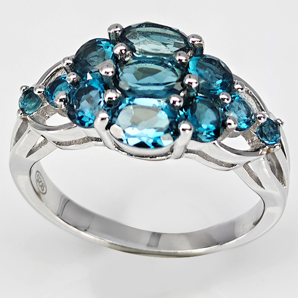 Natural London Blue Topaz Real 925 Sterling Silver Jewelry 5.30 Grams Ring Size 9