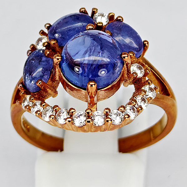 Natural Blue Sapphire Real 925 Sterling Silver Jewelry Set Rose Gold Plated 12.81 Grams Ring Size 9