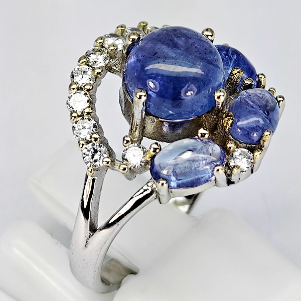Natural Blue Sapphire Real 925 Sterling Silver Jewelry 12.54 Grams Earring And Ring Size 8