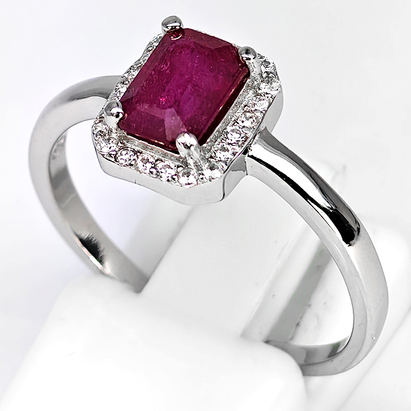 Natural Red Ruby Real 925 Sterling Silver Jewelry 2.41 Grams Ring Size 9