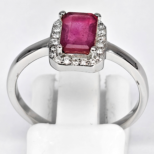 Natural Red Ruby Real 925 Sterling Silver Jewelry 2.40 Grams Ring Size 8