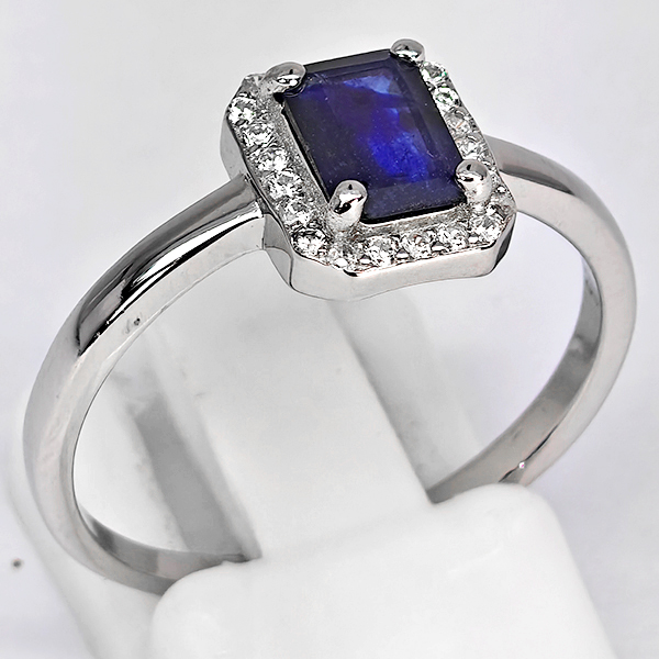 Natural Blue Sapphire Real 925 Sterling Silver Jewelry 2.29 Grams Ring Size 9