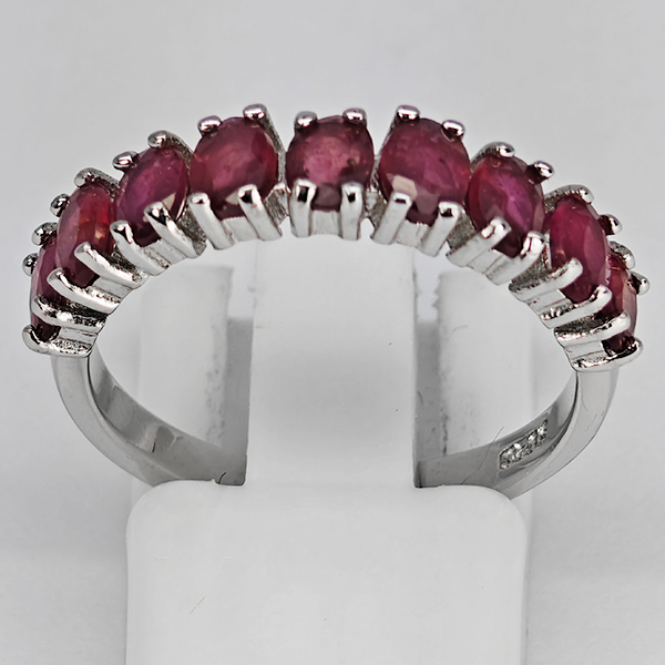 Natural Red Ruby Real 925 Sterling Silver Jewelry 2.65 Grams Ring Size 7.25