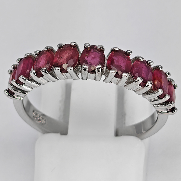 Natural Red Ruby Real 925 Sterling Silver Jewelry 2.69 Grams Ring Size 9