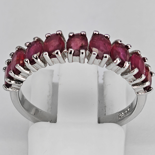 Natural Red Ruby Real 925 Sterling Silver Jewelry 2.67 Grams Ring Size 7