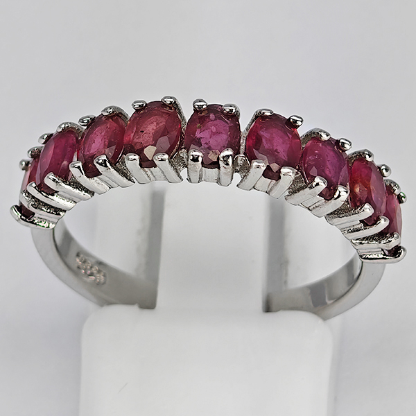 Natural Red Ruby Real 925 Sterling Silver Jewelry 2.41 Grams Ring Size 8