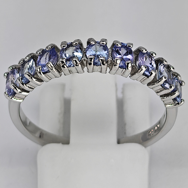 Natural Violetish Blue Tanzanite Real 925 Sterling Silver Jewelry 2.24 Grams Ring Size 9