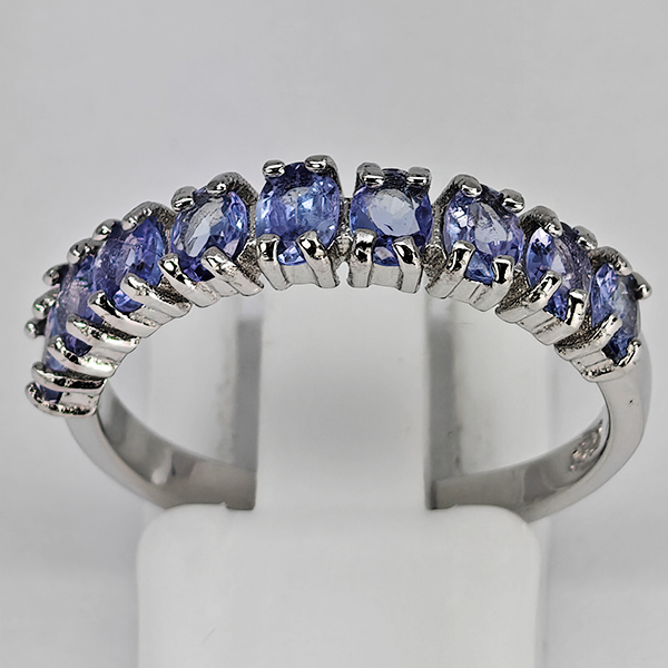 Natural Violetish Blue Tanzanite Real 925 Sterling Silver Jewelry 2.29 Grams Ring Size 8