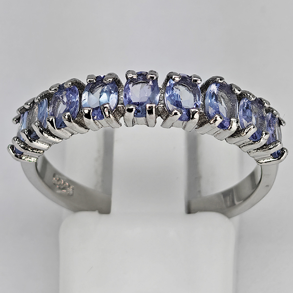 Natural Violetish Blue Tanzanite Real 925 Sterling Silver Jewelry 2.31 Grams Ring Size 8