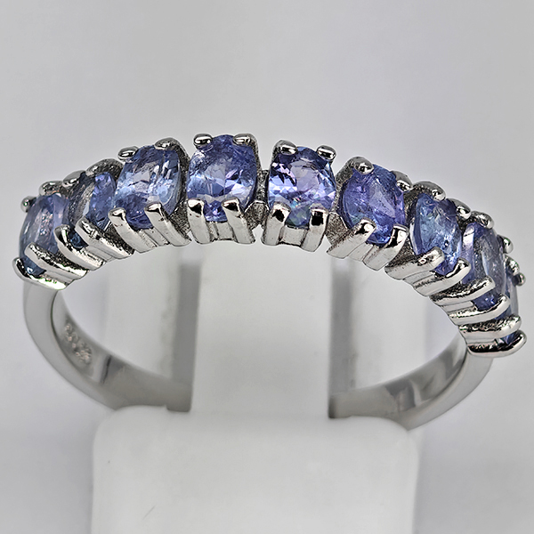 Natural Violetish Blue Tanzanite Real 925 Sterling Silver Jewelry 2.36 Grams Ring Size 8