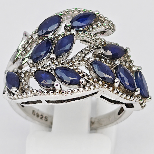 Natural Blue Sapphire Real 925 Sterling Silver Jewelry 5.26 Grams Ring Size 9.5
