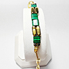 Gold Plated Silver Bracelet Jewelry Malachite Stone Max Length 7 Inch. Gold Plated Silver Bracelet Jewelry Malachite Stone Max Length 7 Inch.