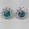 Natural London Blue Topaz Real 925 Sterling Silver Jewelry Earring 3.54 Grams