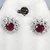 Natural Red Ruby Real 925 Sterling Silver Jewelry Earring 3.40 Grams