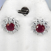 Natural Red Ruby Real 925 Sterling Silver Jewelry Earring 3.63 Grams