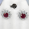 Natural Red Ruby Real 925 Sterling Silver Jewelry Earring 3.71 Grams