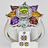Natural Mix Gemstone Real 925 Sterling Silver Set Jewelry 13.84 Grams Ring Size 8