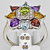 Natural Mix Gemstone Real 925 Sterling Silver Set Jewelry 13.75 Grams Ring Size 8