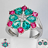 Natural Pink and Paraiba Color Topaz Real 925 Sterling Silver Set Jewelry 10.30 Grams Ring Size 6