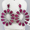 Natural Red Ruby Real 925 Sterling Silver Jewelry Earrings 13.85 Grams