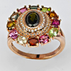 Natural Mulit Color Tourmaline Real 925 Sterling Silver Jewelry Rose Gold Plated 5.30 G. Ring Size 8 Natural Mulit Color Tourmaline Real 925 Sterling Silver Jewelry Rose Gold Plated 5.30 G. Ring Size 8