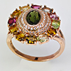Natural Mulit Color Tourmaline Real 925 Sterling Silver Jewelry Rose Gold Plated 5.30 G. Ring Size 9 Natural Mulit Color Tourmaline Real 925 Sterling Silver Jewelry Rose Gold Plated 5.30 G. Ring Size 9