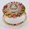 Natural Mulit Color Tourmaline Real 925 Sterling Silver Jewelry Rose Gold Plated 5.35 G. Ring Size 8