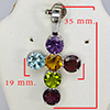 Natural Mix Gemstone Real 925 Sterling Silver Jewelry Pendant 3.80 Grams