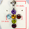 Natural Mix Gemstone Real 925 Sterling Silver Jewelry Pendant 3.80 Grams