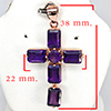 Natural Purple Amethyst Real 925 Sterling Silver Jewelry  Rose Gold Plated Pendant 3.80 Grams