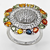 Natural Fancy Color Sapphire Real 925 Sterling Silver Jewelry 8.00 Grams Ring Size 8