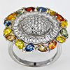 Natural Fancy Color Sapphire Real 925 Sterling Silver Jewelry 8.00 Grams Ring Size 8