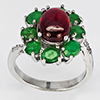 Natural Emerald and Ruby Real 925 Sterling Silver Jewelry 5.85 Grams Ring Size 8
