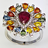 Natural Fancy Sapphire Real 925 Sterling Silver Jewelry 7.75 Grams Ring Size 8