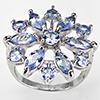 Natural Violetish Blue Tanzanite Real 925 Sterling Silver Jewelry 6.00 Grams Ring Size 7